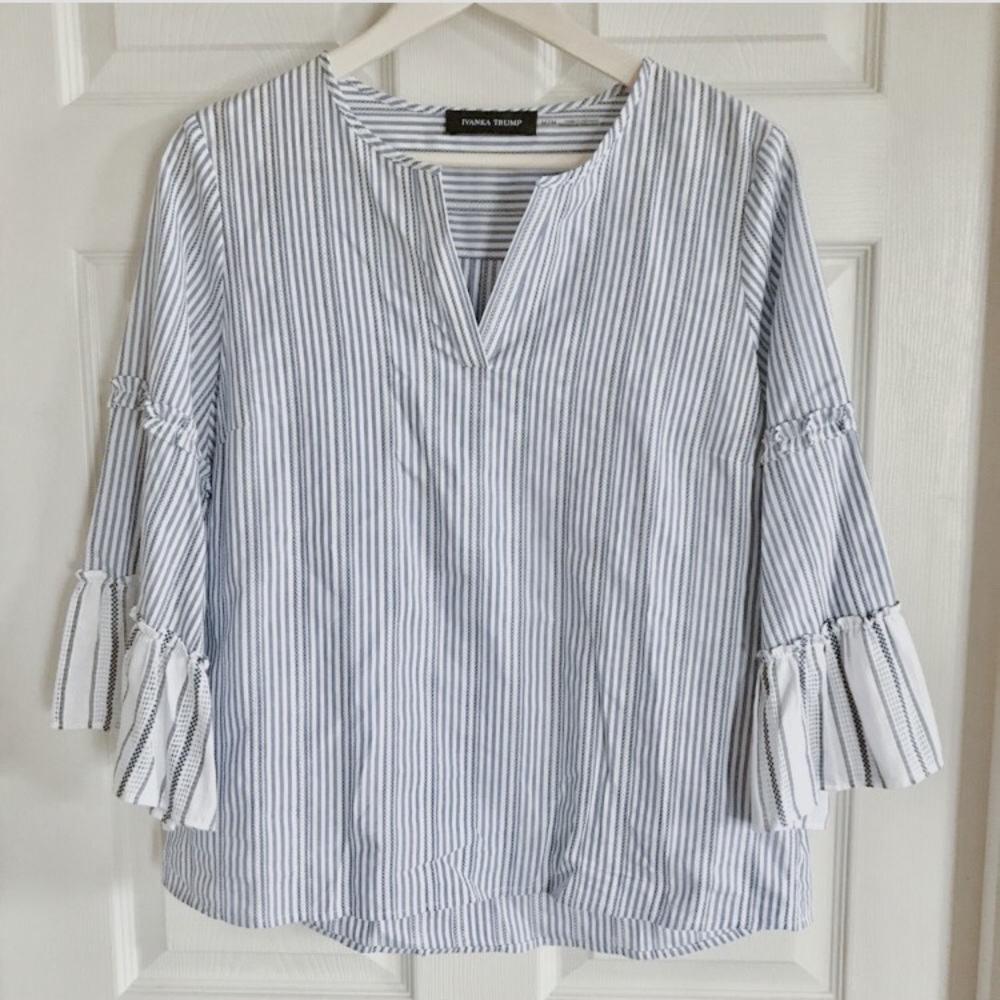 Ivanka Trump Georgia Peach Blue Shirt medium